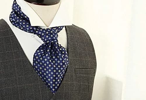 HISDERN Ascot Tie Mens Formal Cravat Ties Floral Paisley Polka Dot Jacquard Self Ascots Cravat Scarf Wedding Party | Elegant & Rich Design thumbnail 4