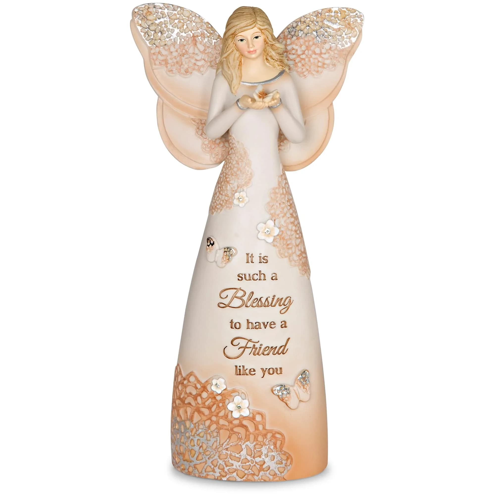 Pavilion Gift Company Floral Angel Figurine 15cm (6") | The Best Teachers Teach from The Heart — 19072