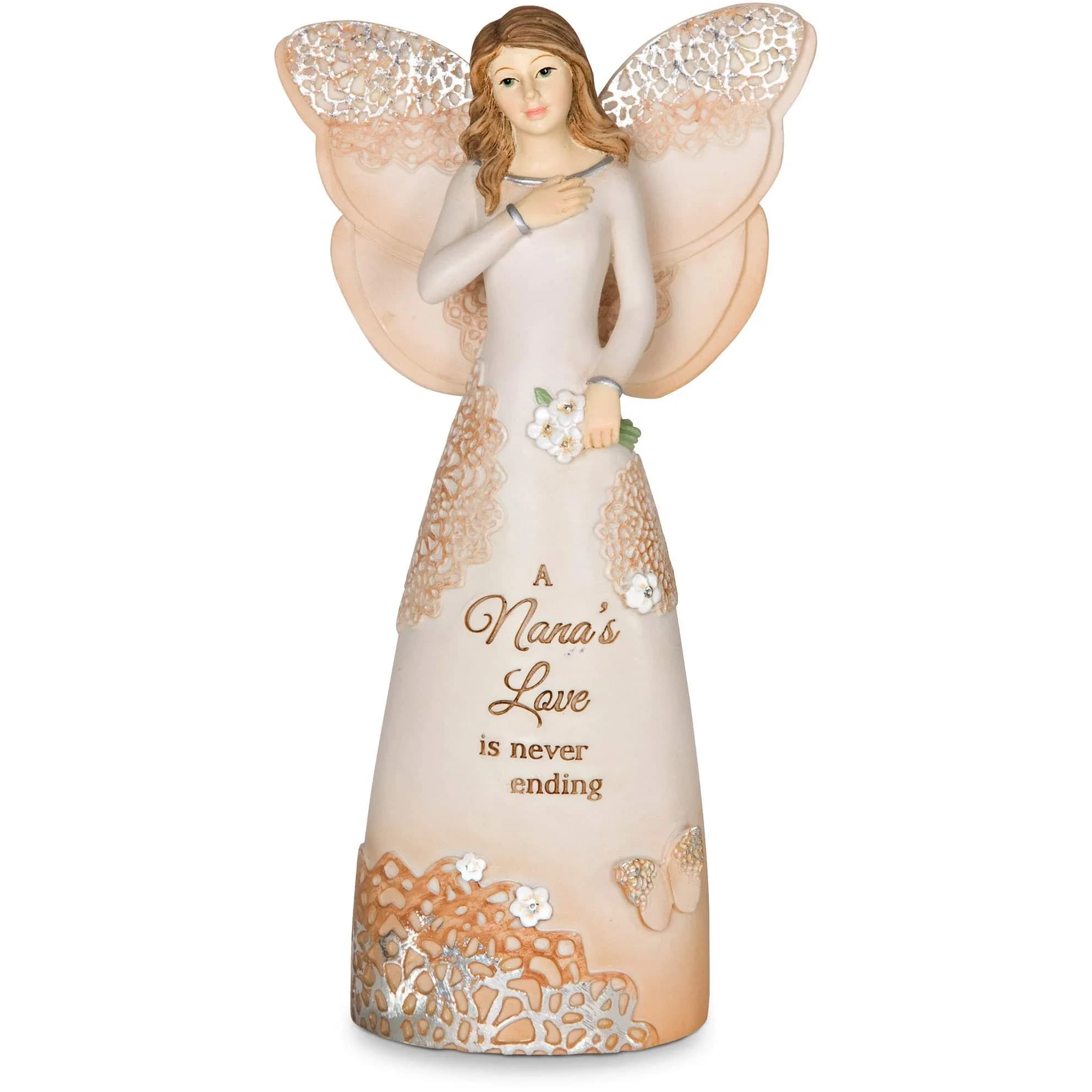 Pavilion Gift Company Floral Angel Figurine 15cm (6") | The Best Teachers Teach from The Heart — 19083