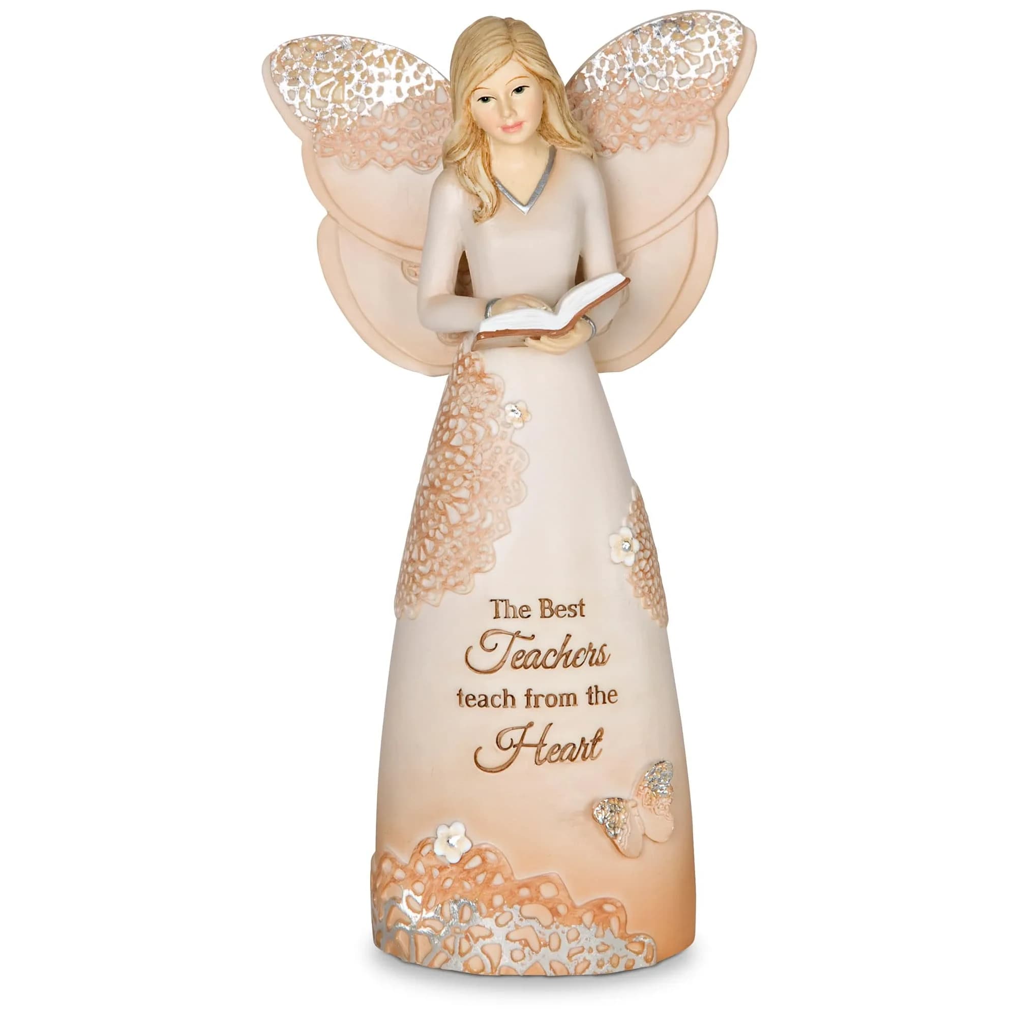Pavilion Gift Company Floral Angel Figurine 15cm (6") | The Best Teachers Teach from The Heart - main product image