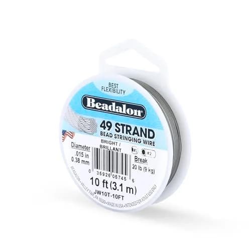 Beadalon 49-Strand Bead Wire .015" / 0.38 mm Bright 10 ft | Flexible Jewelry Wire for Beading Crafts thumbnail 1