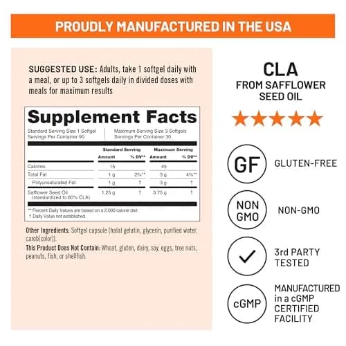 NatureWise CLA 1250 - Conjugated Linoleic Acid Supplement for Women and Men, 90 Softgels | Supports Weight & Fitness thumbnail 5