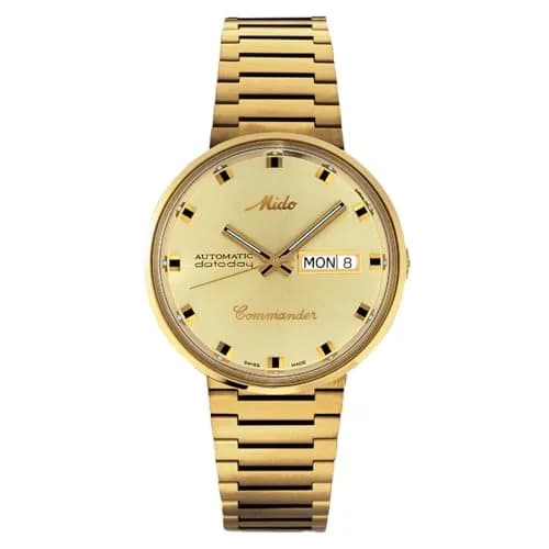 MIDO Commander 1959 Swiss Automatic Watch for Men - 37mm Yellow Dial - Stainless Steel Bracelet with Gold PVD Coating thumbnail 1