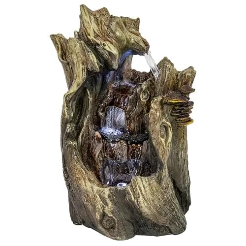 Sunnydaze Cascading Caves 14-Inch Tabletop Water Fountain with LED Lights | Natural Stone Look, 12V Pump, 2.5 Cups Water thumbnail 1