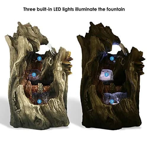 Sunnydaze Cascading Caves 14-Inch Tabletop Water Fountain with LED Lights | Natural Stone Look, 12V Pump, 2.5 Cups Water thumbnail 7