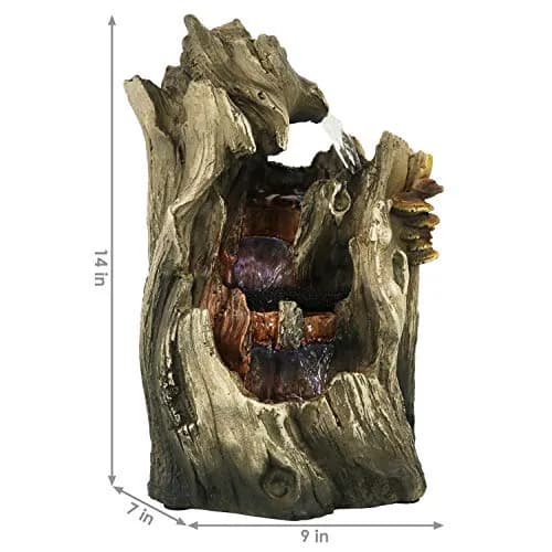 Sunnydaze Cascading Caves 14-Inch Tabletop Water Fountain with LED Lights | Natural Stone Look, 12V Pump, 2.5 Cups Water thumbnail 8