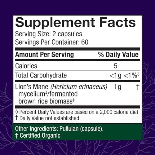 Host Defense Lion's Mane, Brain Support & Focus, 120 Capsules | Supports Memory & Nervous System thumbnail 2