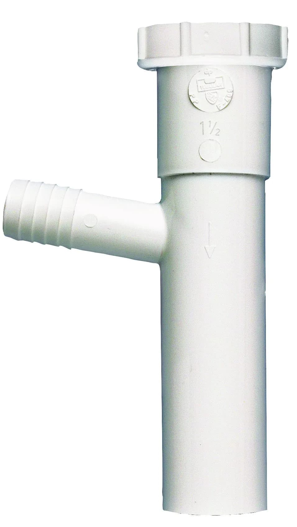 Plumb Pak PP20664 Branch Tailpiece | White Polypropylene Dishwasher Fitting (8in, 1-1/2in Inlet) - main product image