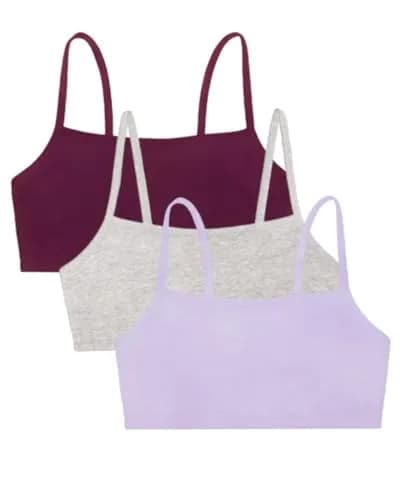 Fruit of the Loom Womens Spaghetti Strap Cotton Sports Bra 3 Pack | All-Day Comfort & Support (32) thumbnail 1