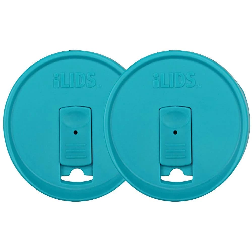 iLIDS Mason Jar Drink Lid, Wide Mouth, Aqua Blue, 2 Pack | Spill-Resistant, Reusable, USA Made - main product image