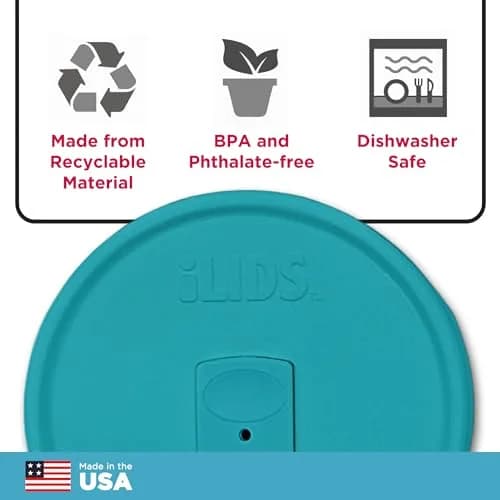 iLIDS Mason Jar Drink Lid, Wide Mouth, Aqua Blue, 2 Pack | Spill-Resistant, Reusable, USA Made thumbnail 5
