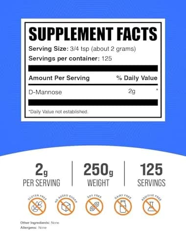 BulkSupplements D-Mannose Powder 250g (8.8 oz) | Supports Urinary Tract Health thumbnail 2