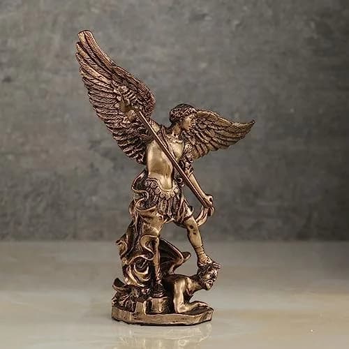 Veronese Design Archangel Saint Michael Slaying Demon Figurine 10.16cm (4 Inch) | Cold Cast Bronze Finish thumbnail 7