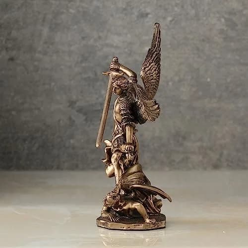 Veronese Design Archangel Saint Michael Slaying Demon Figurine 10.16cm (4 Inch) | Cold Cast Bronze Finish thumbnail 3