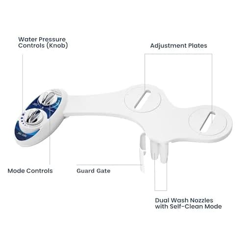 LUXE Bidet NEO 185 Bidet Attachment for Toilet Seat, Blue | Self-Cleaning Dual Nozzle, Adjustable Water Pressure thumbnail 8