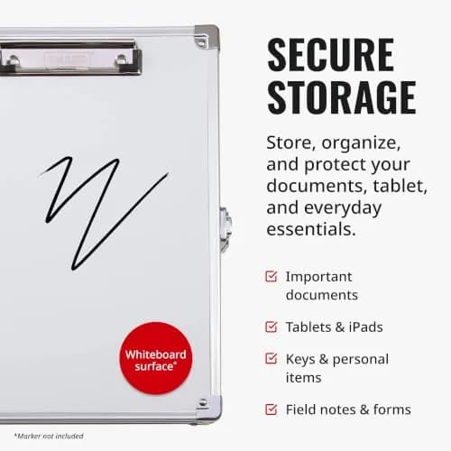 Vaultz Locking Storage Clipboard with Key Lock, Black | Secure Office & Field Organizer thumbnail 2