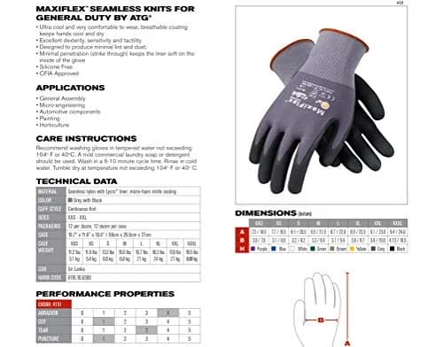 MaxiFlex 34-874 Ultimate Nitrile Grip Work Gloves Sizes S-XL (Pack of 3) | Breathable, Precise Handling, USA Import thumbnail 5