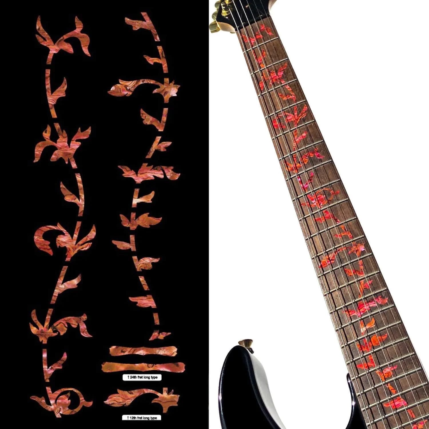 Inlaystickers Tree Of Life Fret Markers White Pearl | Guitar Fretboard Inlay Stickers — Abalone Red