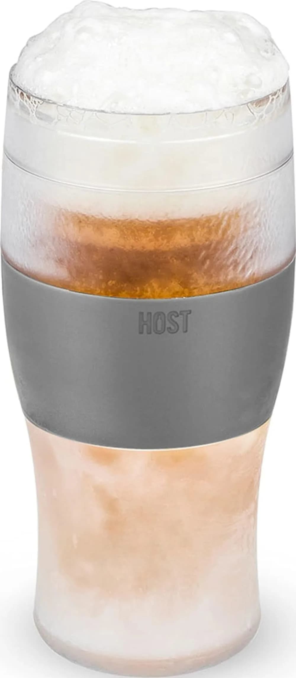 Host Freeze Beer Glasses, 16oz (473ml) Grey Pint Set | Keeps Beer Ice Cold for 2 Hours — Gray