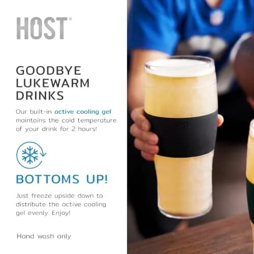 Host Freeze Beer Glasses, 16oz (473ml) Grey Pint Set | Keeps Beer Ice Cold for 2 Hours thumbnail 3