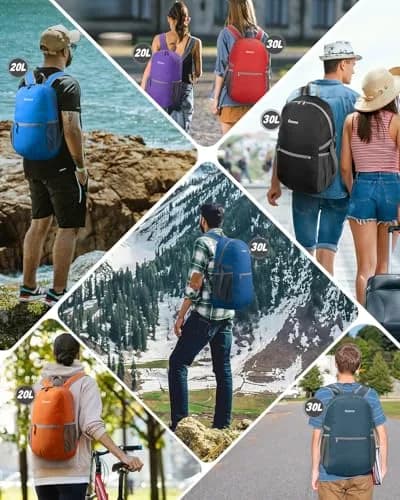 Gonex Packable Daypack Backpack 20L Lightweight Foldable Travel Bag | Water & Tear Resistant Nylon, Compact & Unfold Size 44x30x15cm thumbnail 7