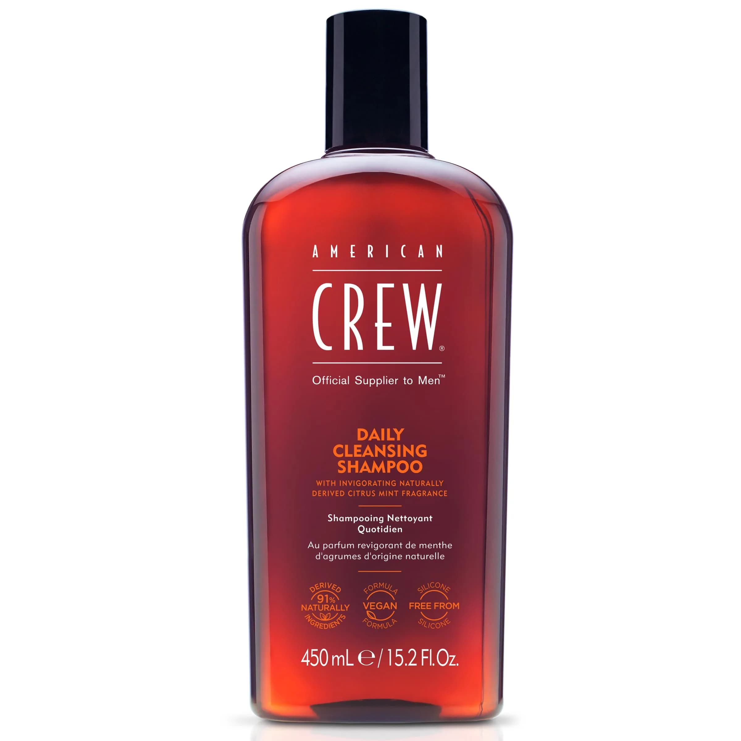 American Crew Daily Cleansing Shampoo Citrus Mint 250ml (8.45 fl oz) | Silicone-Free for Normal to Oily Hair — 450ml