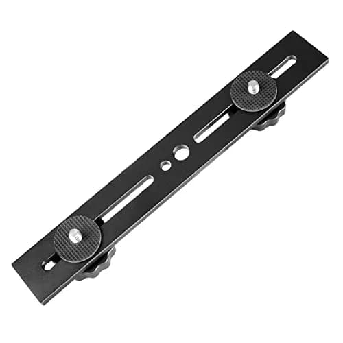 NEEWER 8"/20.3cm Dual Camera Mount Bracket with 1/4" & 3/8" Screws | Mount Two Cameras on Tripod thumbnail 1