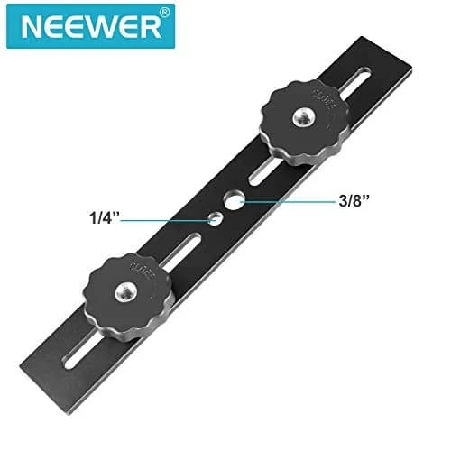 NEEWER 8"/20.3cm Dual Camera Mount Bracket with 1/4" & 3/8" Screws | Mount Two Cameras on Tripod thumbnail 2