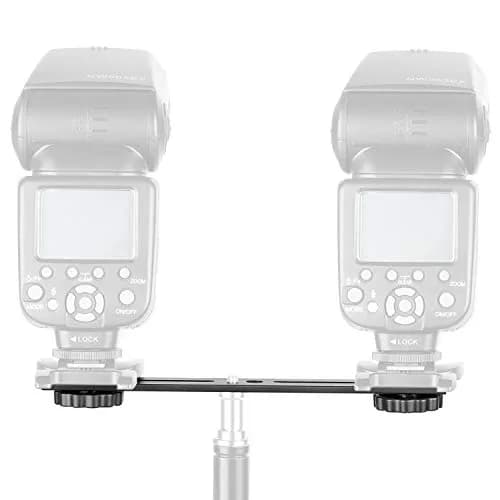 NEEWER 8"/20.3cm Dual Camera Mount Bracket with 1/4" & 3/8" Screws | Mount Two Cameras on Tripod thumbnail 3