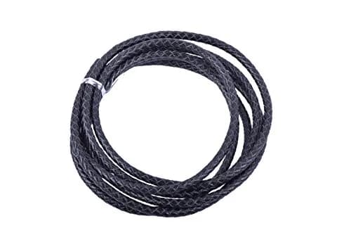 KONMAY 5mm (0.197 in) Black Braided Leather Bolo Cord 2 Yards | Genuine Cowhide for Jewelry Crafts thumbnail 1