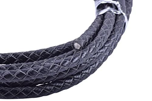 KONMAY 5mm (0.197 in) Black Braided Leather Bolo Cord 2 Yards | Genuine Cowhide for Jewelry Crafts thumbnail 2