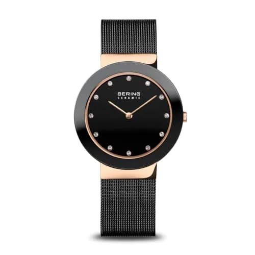 BERING Women's Quartz Watch - Ceramic Collection with Sapphire Glass, Rose Gold/Black, 35mm | Minimalist Danish Design thumbnail 1