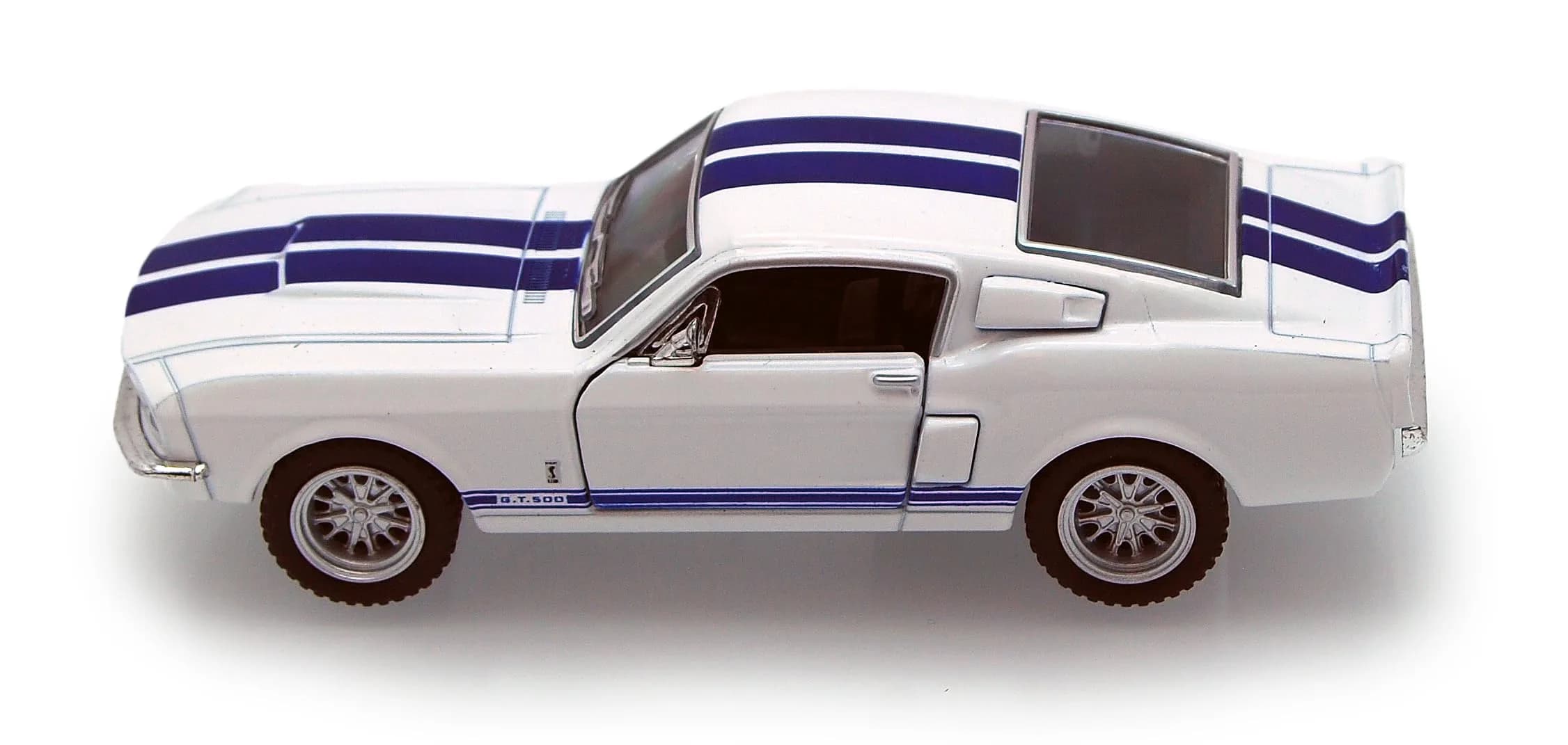 KiNSMART 1967 Ford Shelby Mustang GT500 Red 1:38 Scale 5 Inch Diecast Model Toy Car | Authentic American Muscle Replica — White