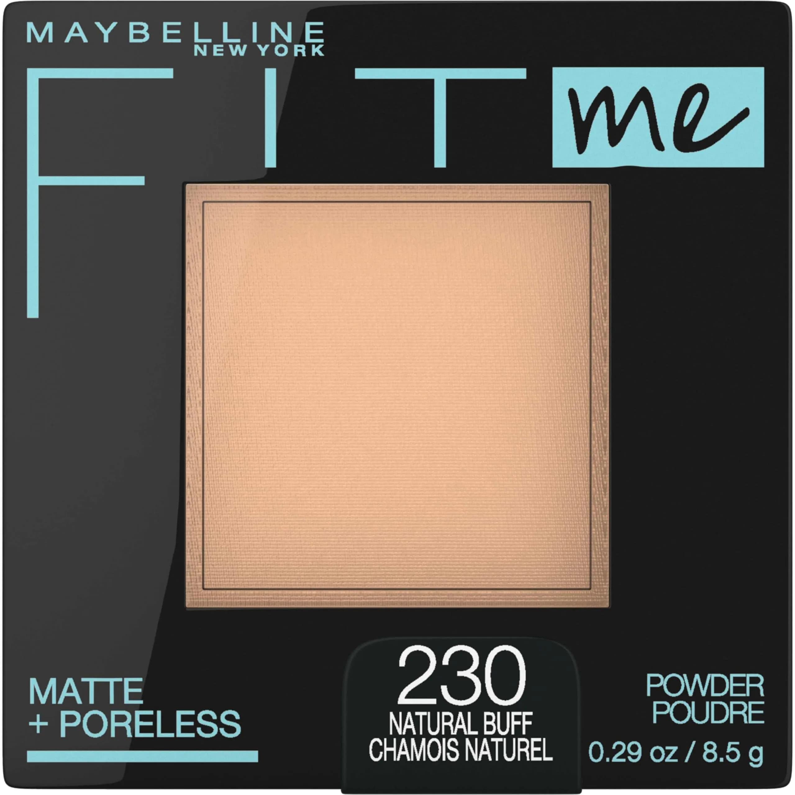 Maybelline Fit Me Matte + Poreless Pressed Powder Makeup Setting Powder, 230 Natural Buff, 0.29 Oz
