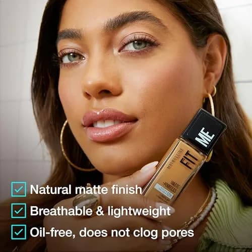 Maybelline Fit Me Matte + Poreless Liquid Foundation Makeup 1 Fl Oz (29.57 ml) | Refines Pores for Natural Matte Finish thumbnail 5
