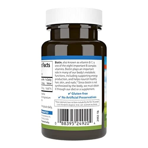 Carlson Biotin 5000 mcg | Supports Hair, Nails & Skin | 100 Capsules thumbnail 3