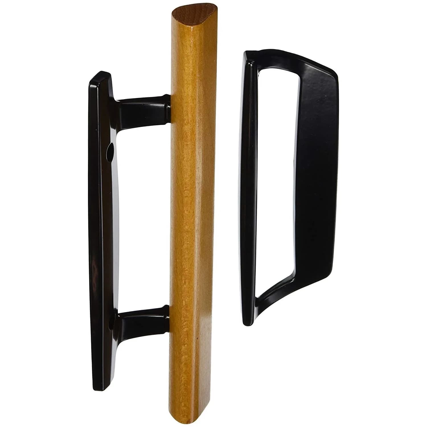 Wright Products White Mortise Sliding Patio Door Handle Set with Wood Pull - 3.875" Center to Center — Black