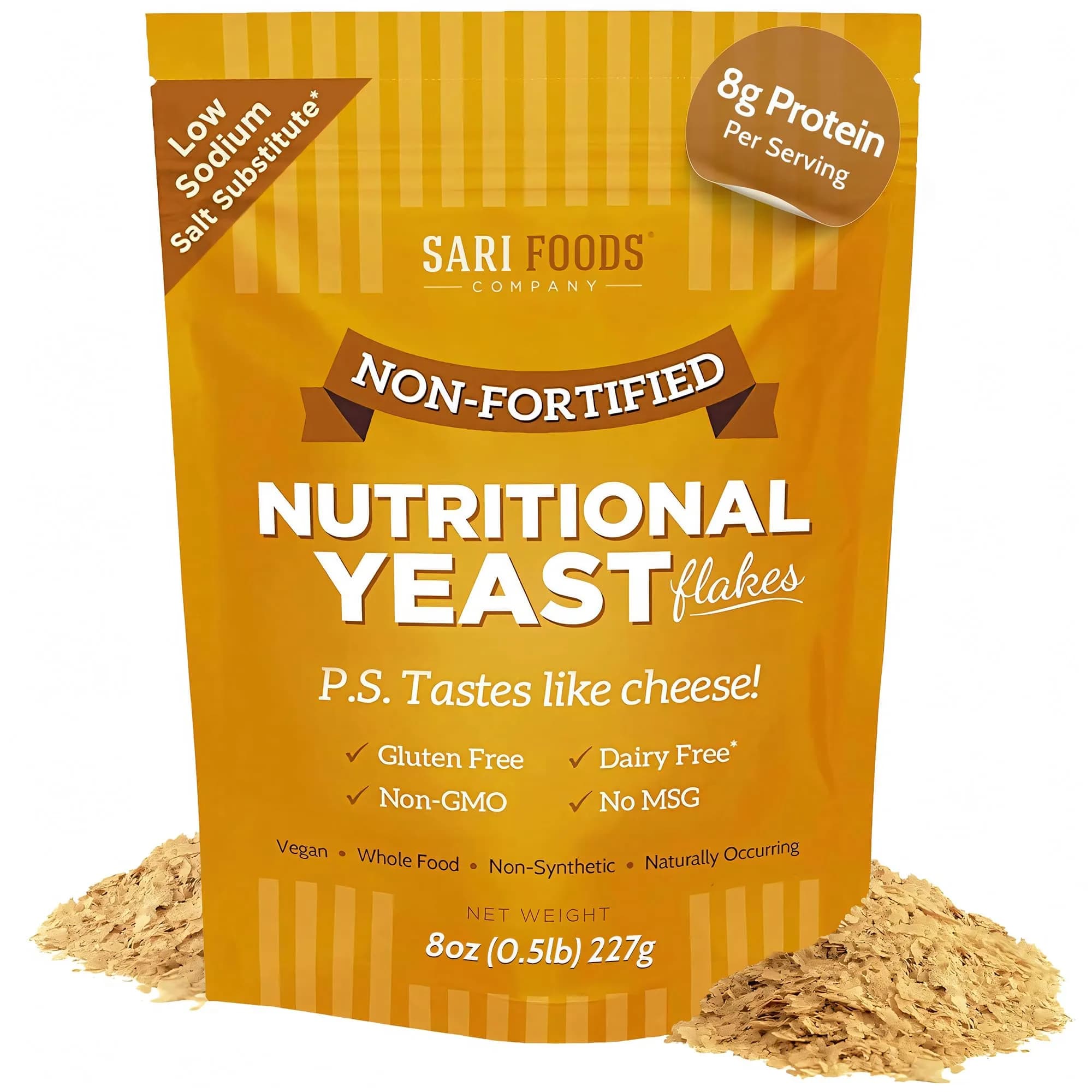 Sari Foods Co Gluten Free Nutritional Yeast Flakes 8oz (227g) | Vegan Protein & B Vitamins Superfood - main product image