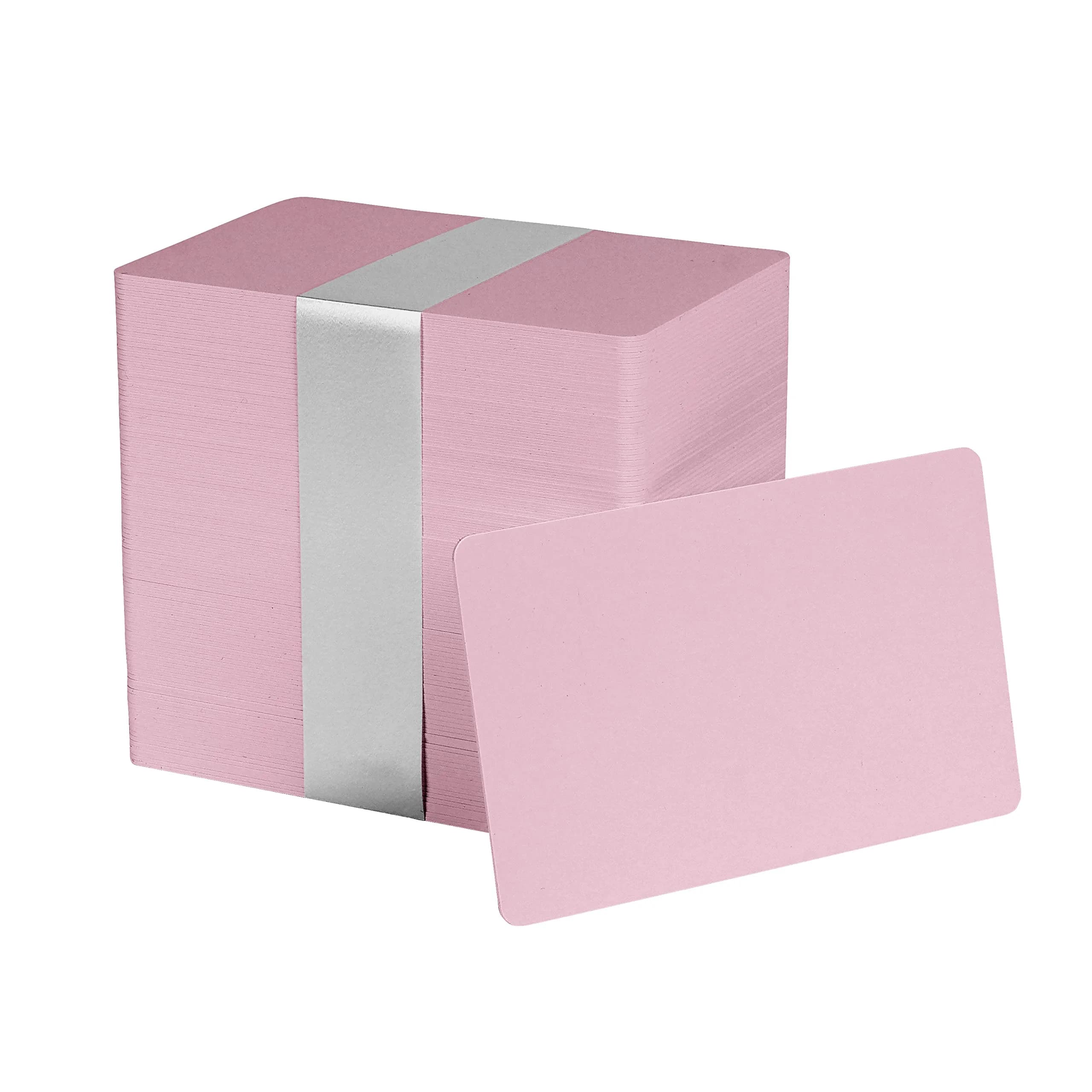 easyIDea White CR80 PVC Cards with HiCo Magnetic Stripe 100-Pack | 30 Mil Blank ID Cards for Printing — Pink / 100 ID Cards (30 Mil)