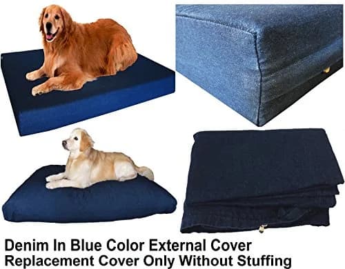 Dogbed4less 41x27x4 Inches Large Denim Dog Pet Bed Cover | Durable & Washable thumbnail 6