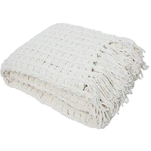 DII Chenille Luxury Thick Woven Throw with Fringe, 50x60, Cream thumbnail 1