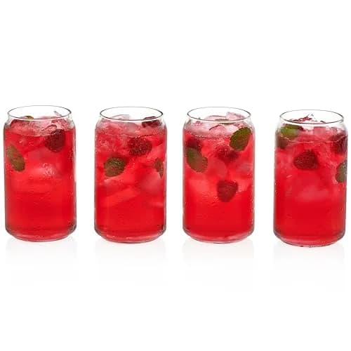 Libbey Can Shaped Beer Glass - 16 oz - 4 PACK with Pourer | Can-Shaped Glassware for Beer Enthusiasts thumbnail 1