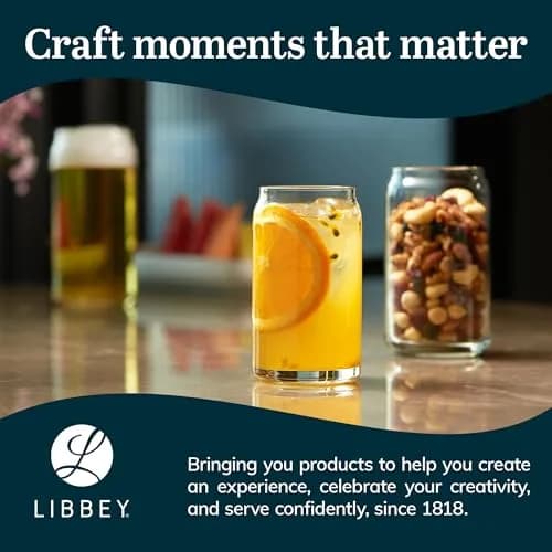 Libbey Can Shaped Beer Glass - 16 oz - 4 PACK with Pourer | Can-Shaped Glassware for Beer Enthusiasts thumbnail 7