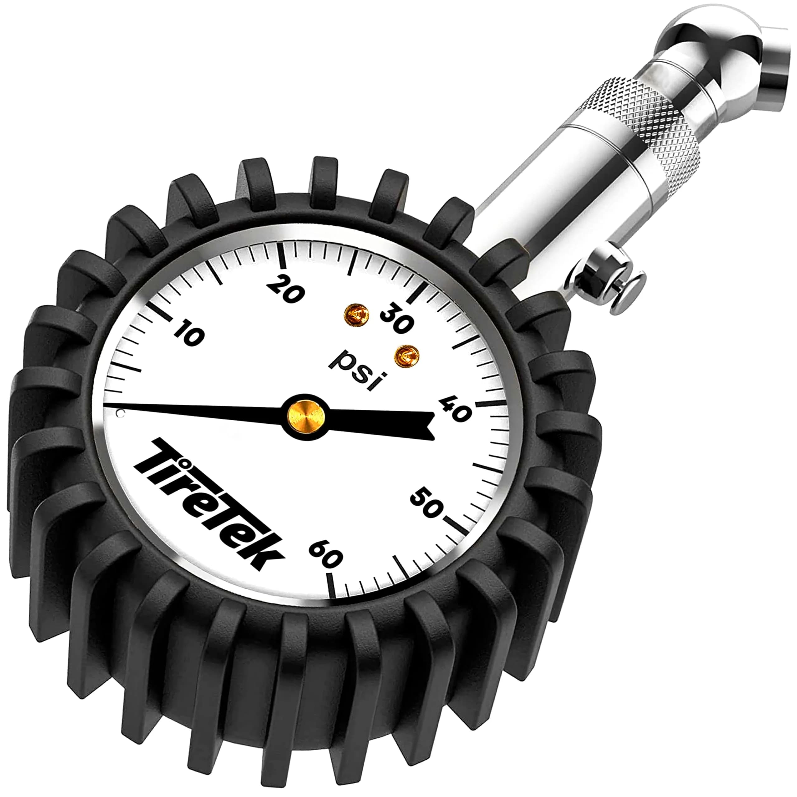 TIRETEK ANSI Certified 60 PSI Analog Dial Tire Pressure Gauge | Professional Heavy Duty Mechanical Gauge