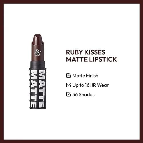 Ruby Kisses Ultra Matte Lipstick Dark Plum Scene 3.5g | Long Lasting Matte Finish thumbnail 3