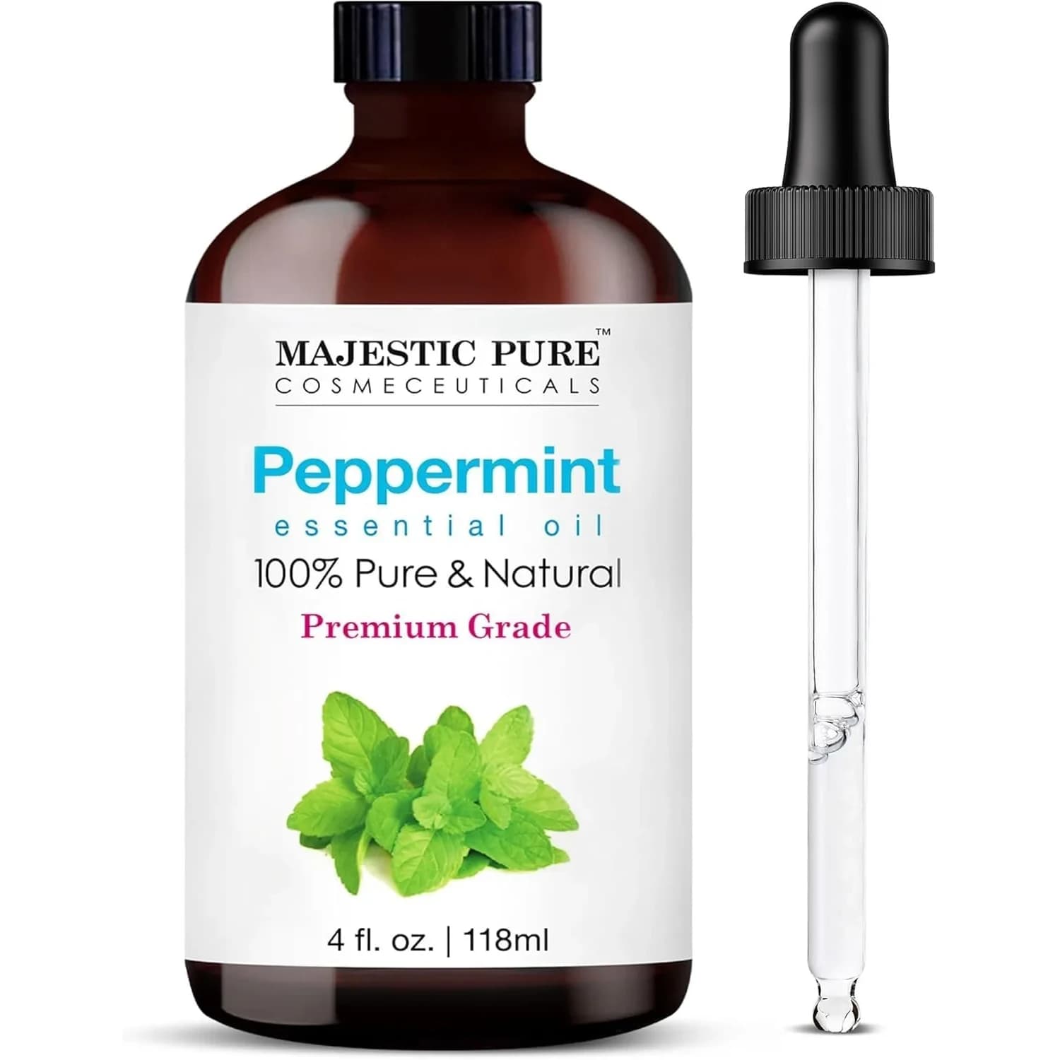 Majestic Pure Peppermint Essential Oil 4 Fl Oz (118ml) | 100% Pure, Natural, Premium Grade - main product image