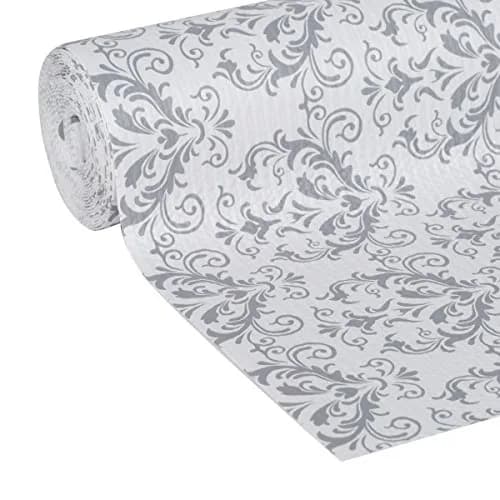 Duck Smooth Top EasyLiner, 12-inch x 10 Feet, Grey Damask | Non-Adhesive, Easy to Clean & Style (70-120 chars) thumbnail 2