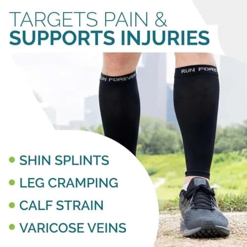 Run Forever Calf Compression Sleeve for Men & Women, 20-30mmHg, Large Black | Medical Grade Support thumbnail 6