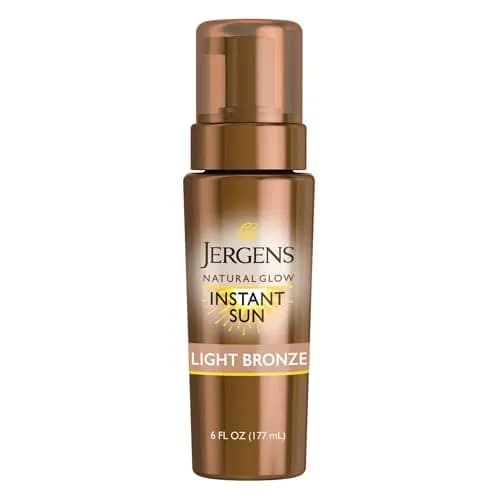 Jergens Natural Glow Instant Sun Mousse, Light Bronze Tan, 177ml (6 fl oz) | Streak-Free Body Bronzer thumbnail 1