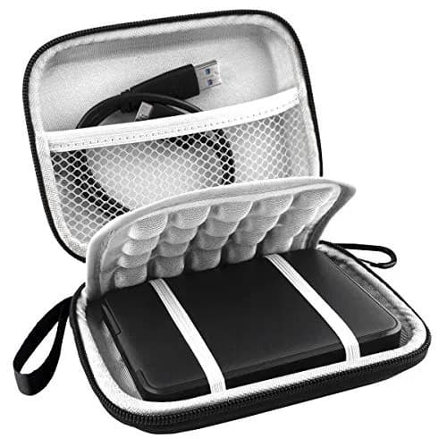 Lacdo Black Portable Hard Drive Case for WD Elements/My Passport, 14.2cm x 11.2cm x 3.8cm | Protects Drives from Water & Shocks thumbnail 1